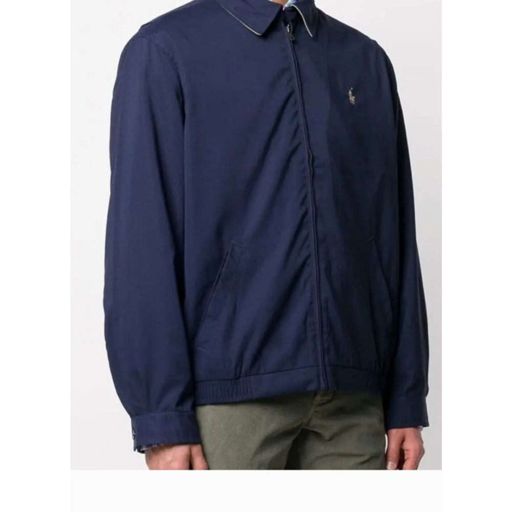 Polo Ralph Lauren Men's XXL Navy Harrington Jacket Plaid Lining Classic Preppy